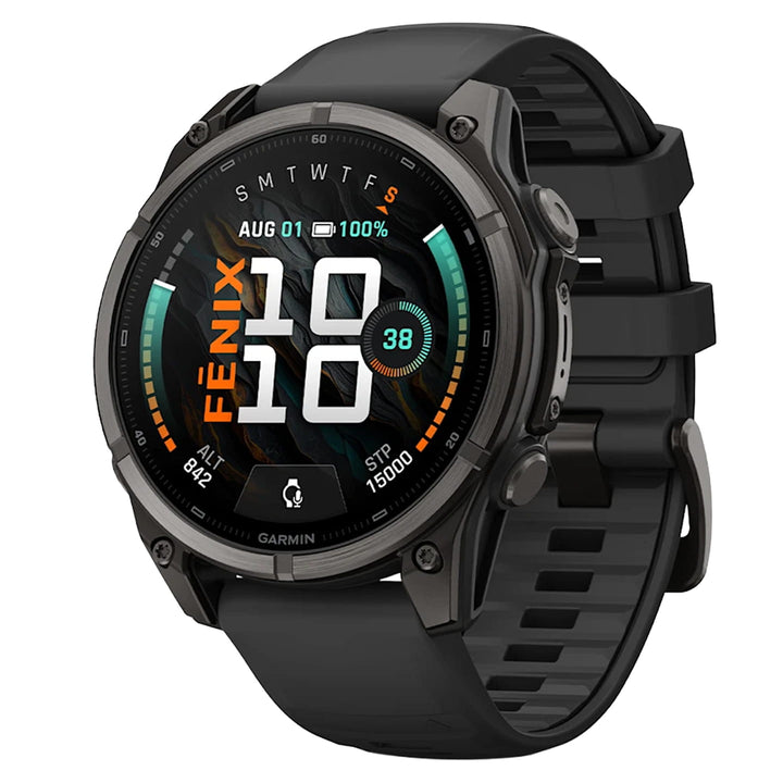 Garmin Fenix 9 47mm Carbon Grey DLC / Black Silicone Titanium Watch 010-04762-11