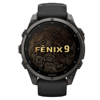 Garmin Fenix 9 47mm Carbon Grey DLC / Black Silicone Titanium Watch 010-04762-11