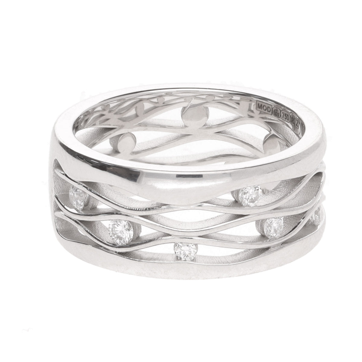 Diamond 0.30ct 18ct White Gold Wave Ring - Michael Jones Jeweller