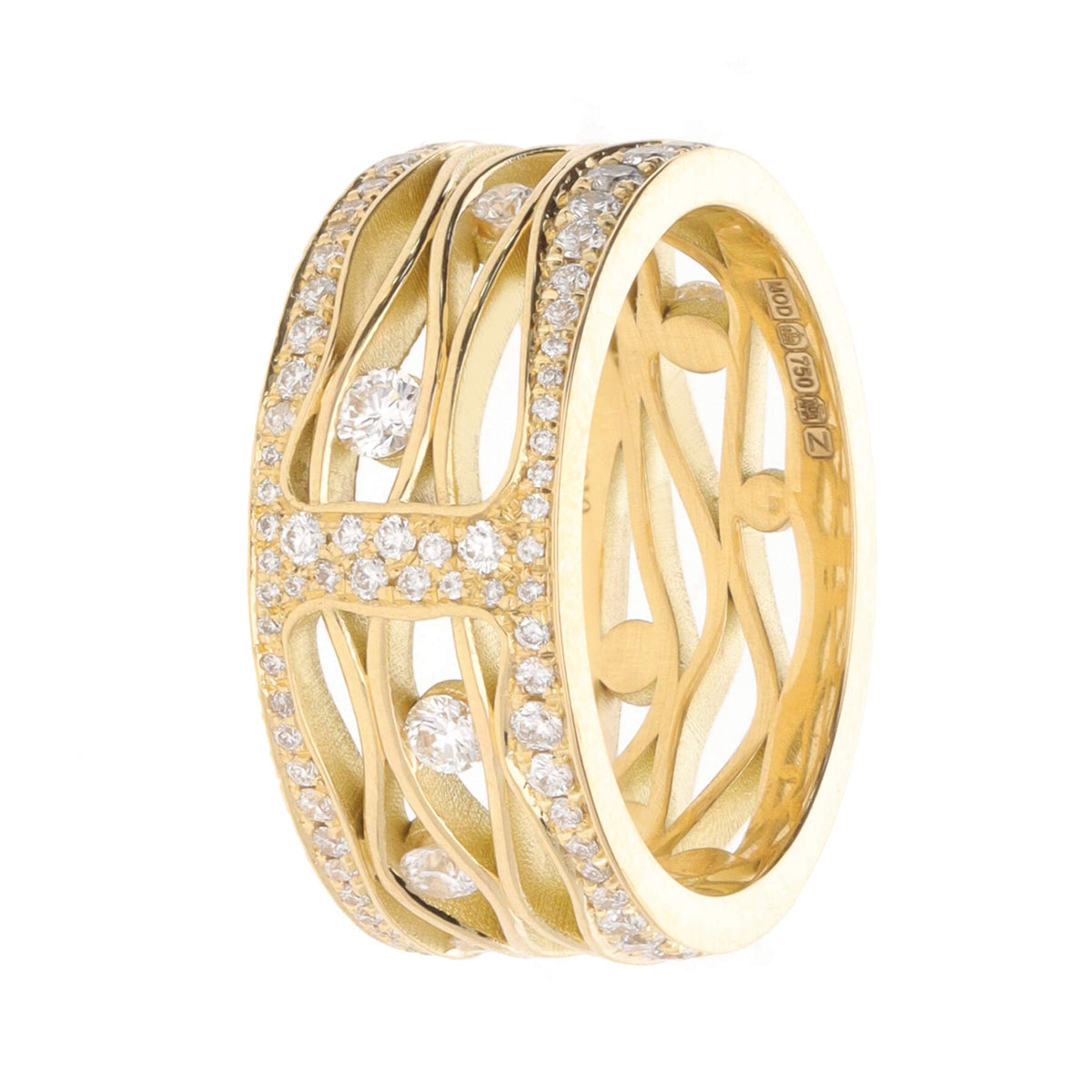 Diamond 0.81ct 18ct Yellow Gold Wave Ring - Michael Jones Jeweller