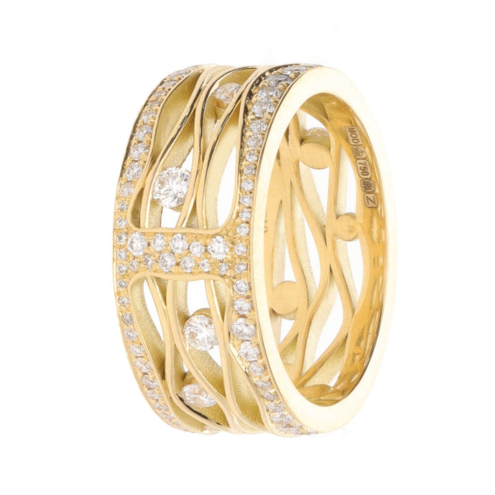 Diamond 0.81ct 18ct Yellow Gold Wave Ring - Michael Jones Jeweller