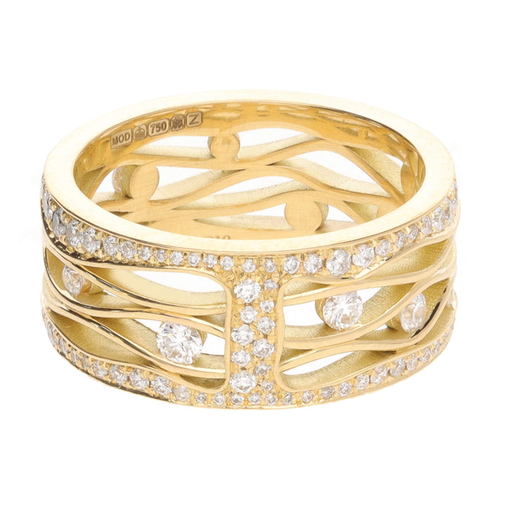 Diamond 0.81ct 18ct Yellow Gold Wave Ring - Michael Jones Jeweller