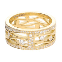 Diamond 0.81ct 18ct Yellow Gold Wave Ring - Michael Jones Jeweller