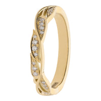 Diamond 0.09ct Leaf Design 18ct Yellow Gold Ring - Michael Jones Jeweller