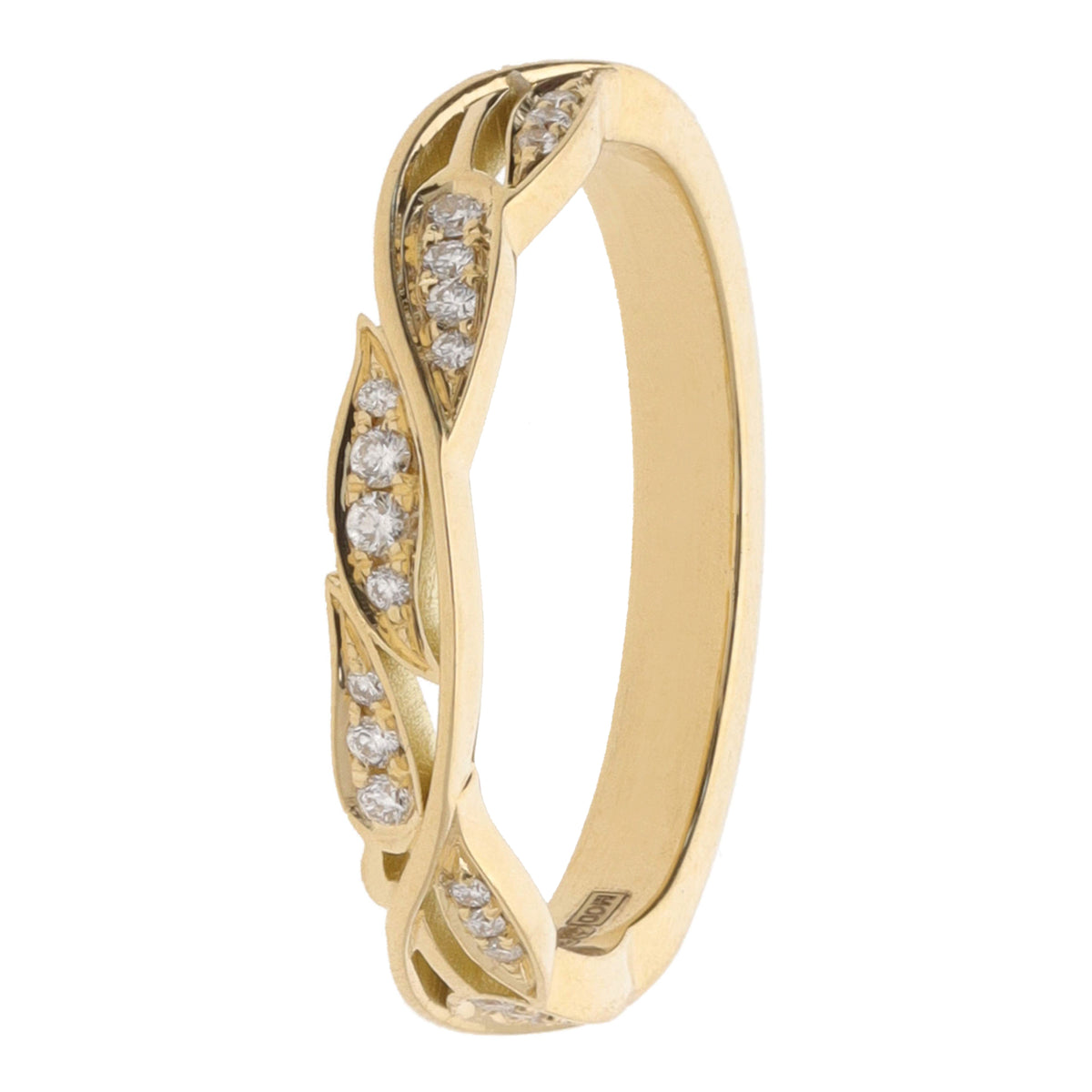 Diamond 0.09ct Leaf Design 18ct Yellow Gold Ring - Michael Jones Jeweller
