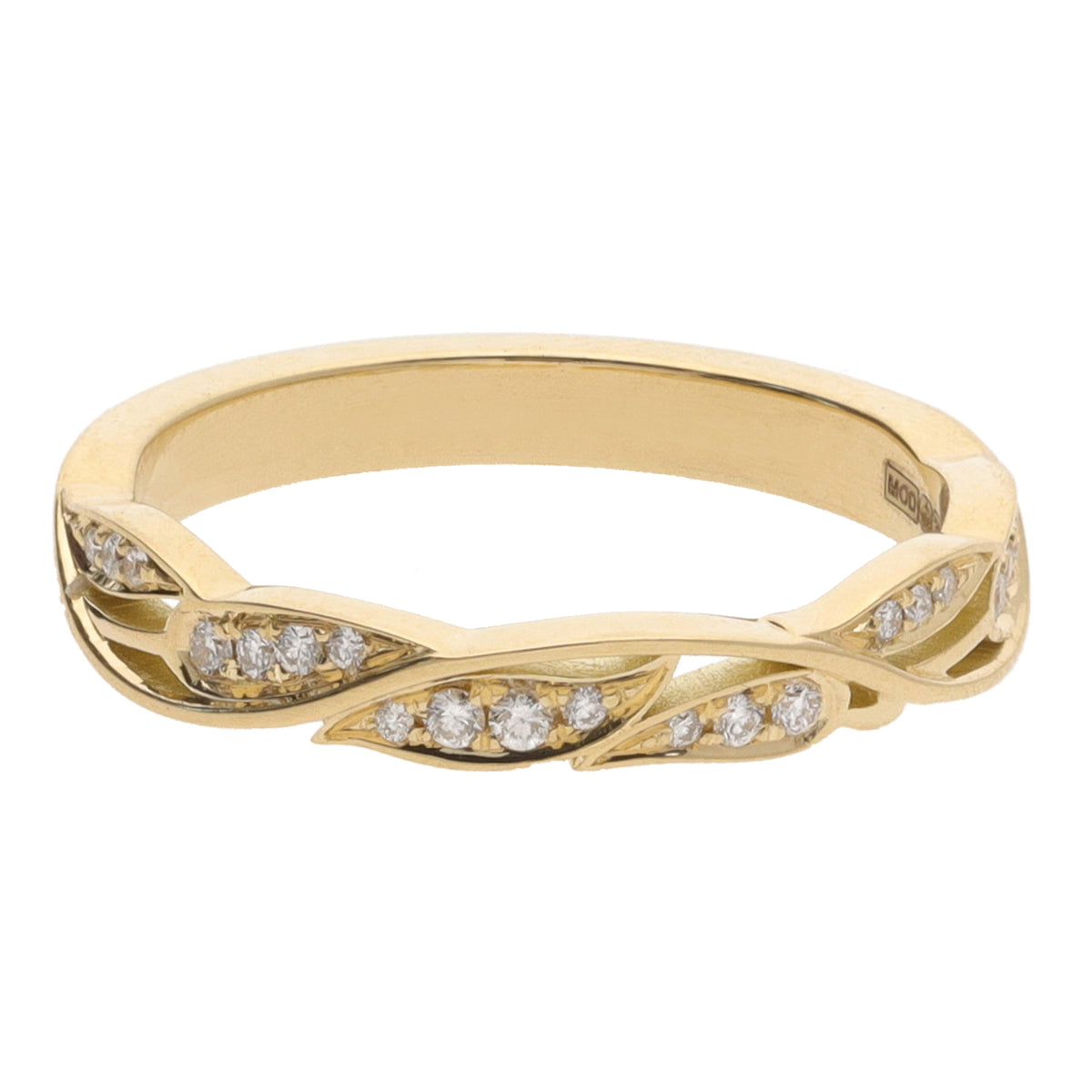 Diamond 0.09ct Leaf Design 18ct Yellow Gold Ring - Michael Jones Jeweller