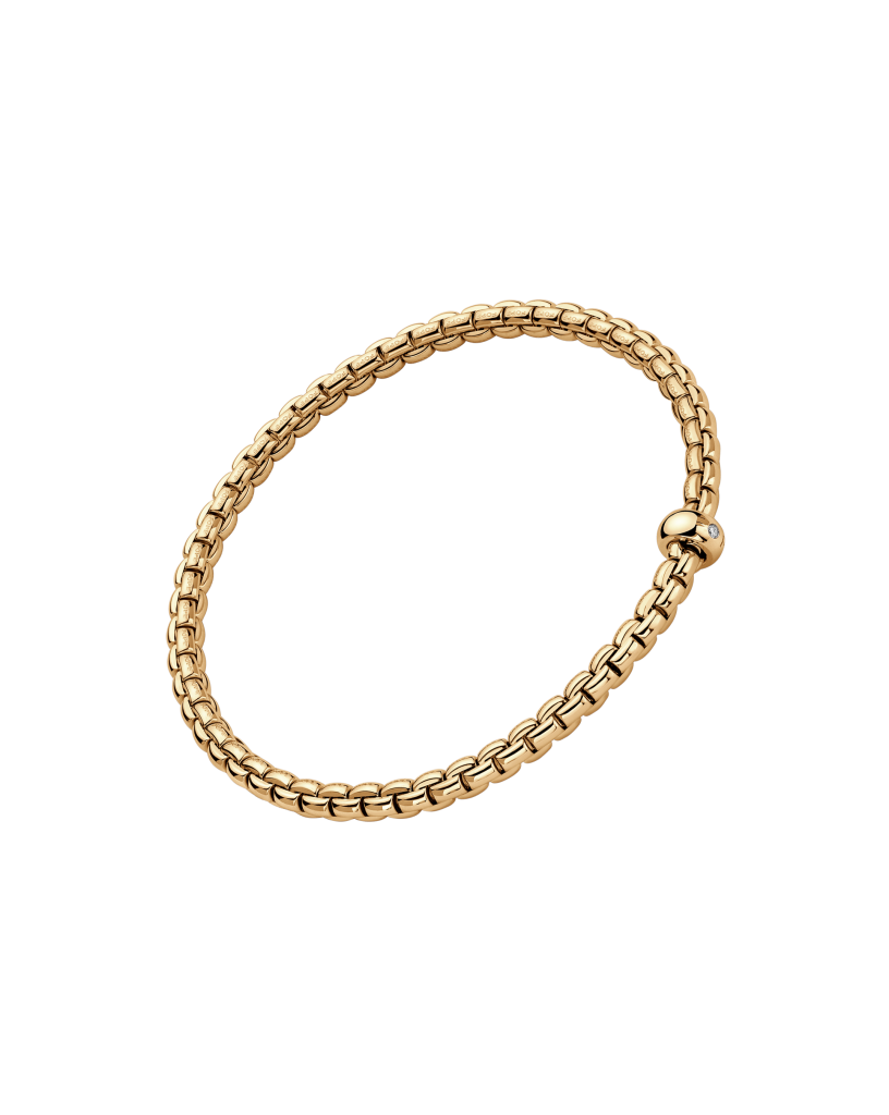 Fope Flex'It 18ct Yellow Gold 0.01ct Diamond Set Bracelet Medium - Michael Jones Jeweller