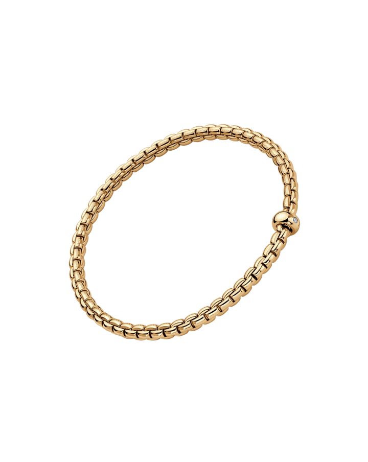 Fope Flex'It Eka 18ct Yellow Gold 0.01ct Diamond Set Bracelet Medium