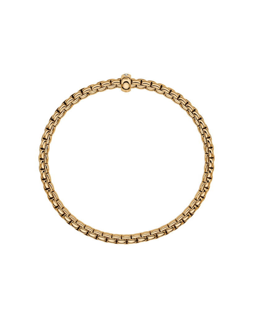 Fope Flex'It 18ct Yellow Gold 0.01ct Diamond Set Bracelet Medium - Michael Jones Jeweller