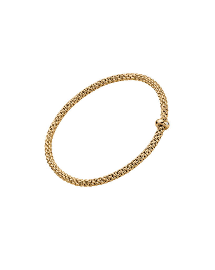 Fope Flex'It  Prima 18ct Yellow Gold 0.01ct Diamond Set Bracelet Small - Michael Jones Jeweller