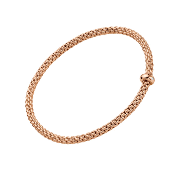 Fope Flex'It  Prima 18ct Rose Gold 0.01ct Diamond Set Bracelet Medium