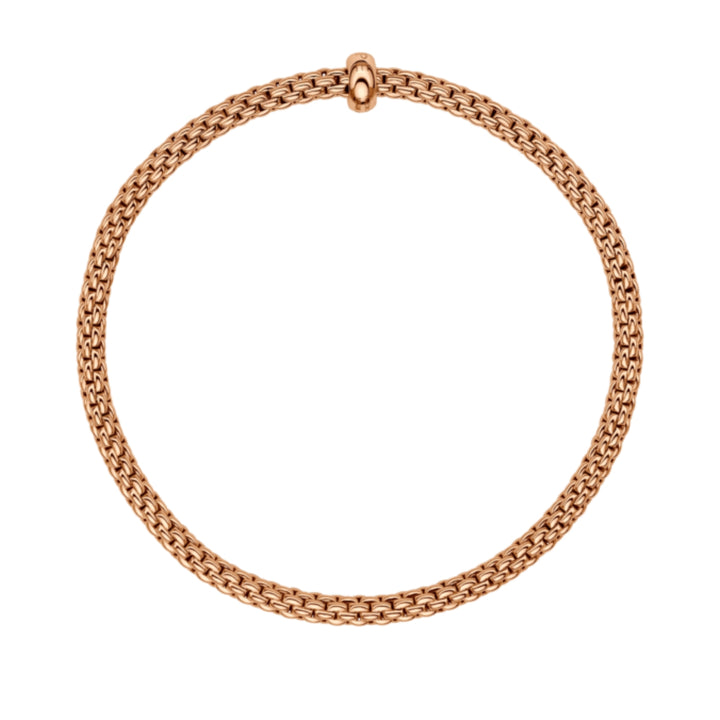 Fope Flex'It  Prima 18ct Rose Gold 0.01ct Diamond Set Bracelet Medium