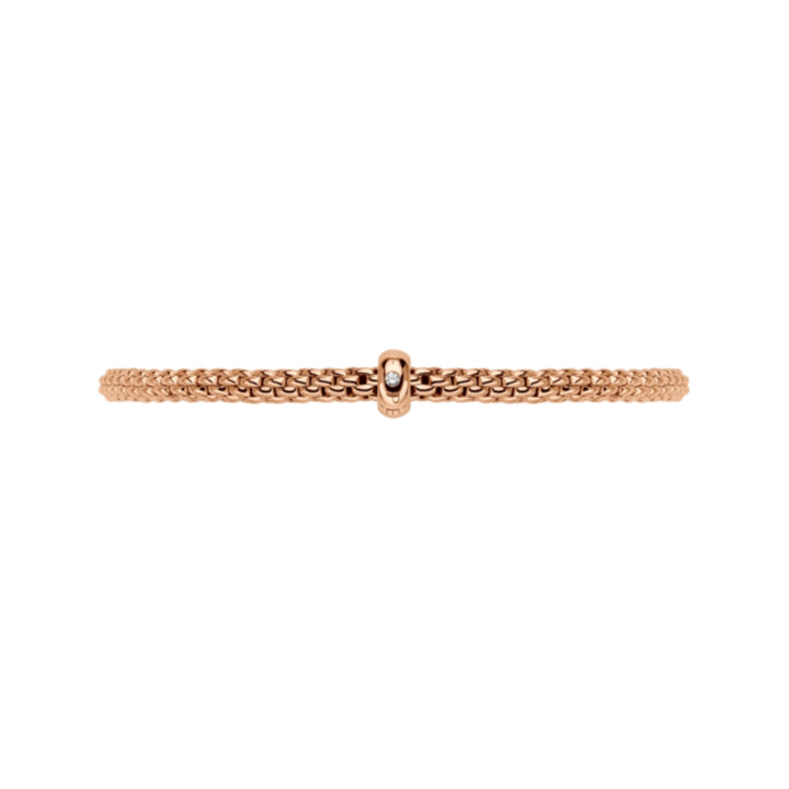 Fope Flex'It  Prima 18ct Rose Gold 0.01ct Diamond Set Bracelet Medium
