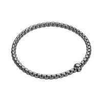 FOPE Flex'it Eka 18ct White Gold 0.01ct Black Diamond Set Bracelet Extra Large