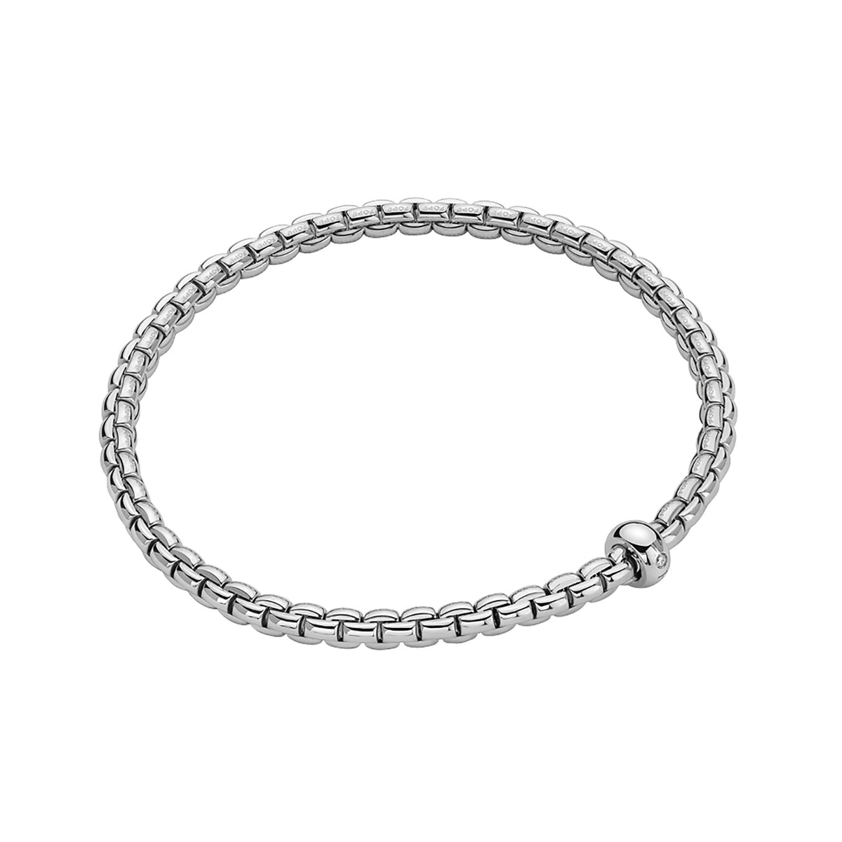 FOPE Flex'it Eka 18ct White Gold 0.01ct Diamond Set Bracelet Medium - Michael Jones Jeweller