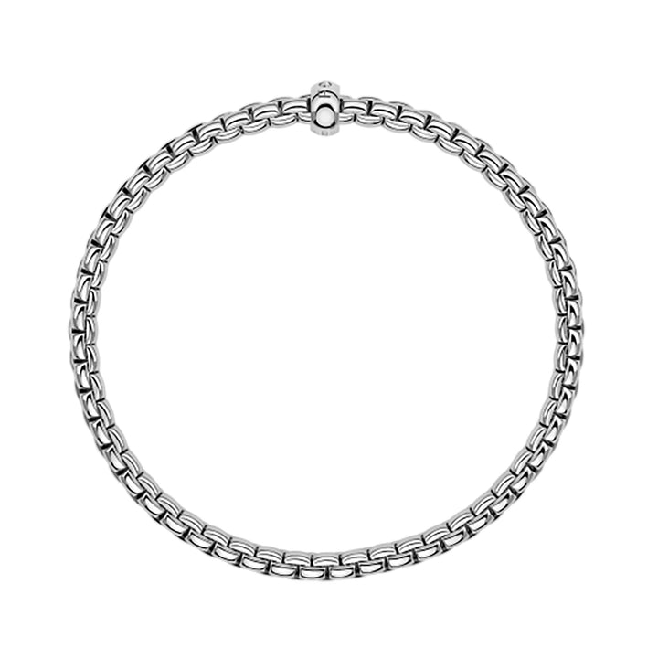 FOPE Flex'it Eka 18ct White Gold 0.01ct Diamond Set Bracelet Medium