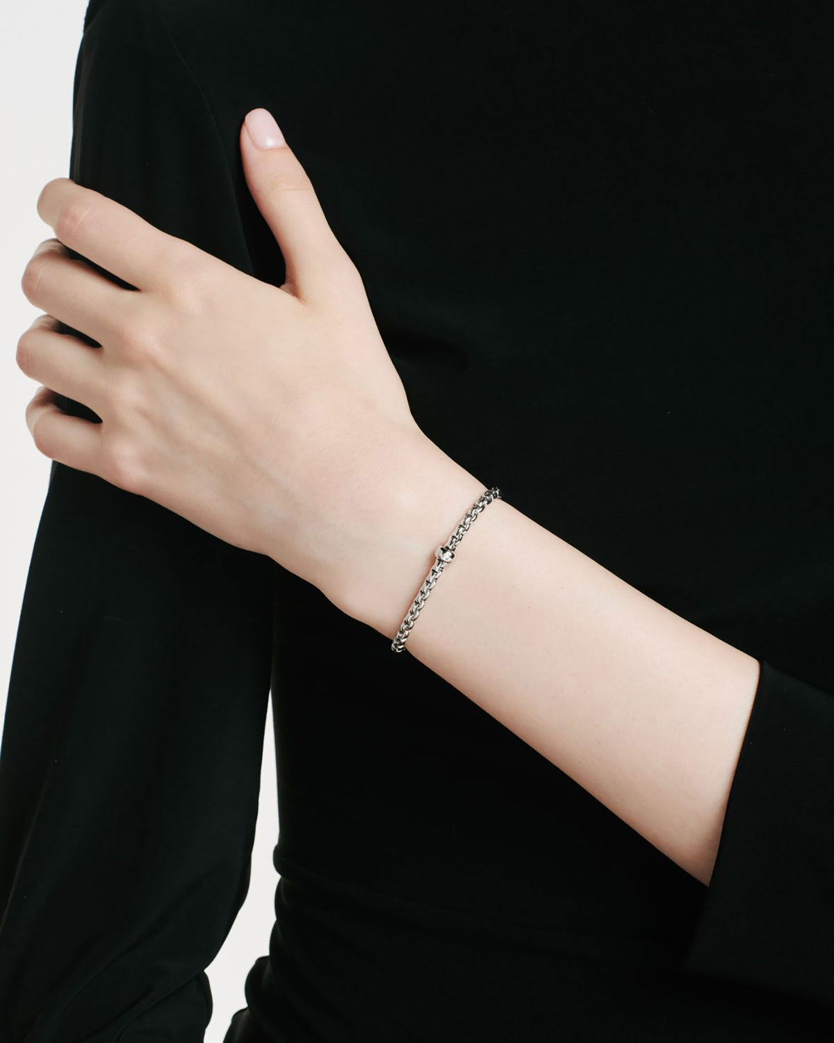 FOPE Flex'it Eka 18ct White Gold 0.01ct Diamond Set Bracelet Medium - Michael Jones Jeweller