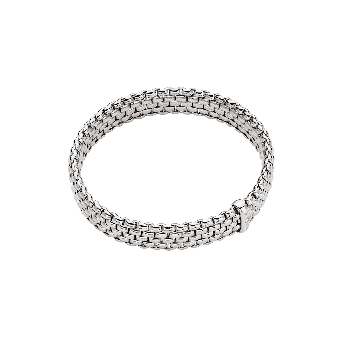 FOPE Flex'it Panorama 18ct White Gold 0.01ct Diamond Set Bracelet Large - Michael Jones Jeweller
