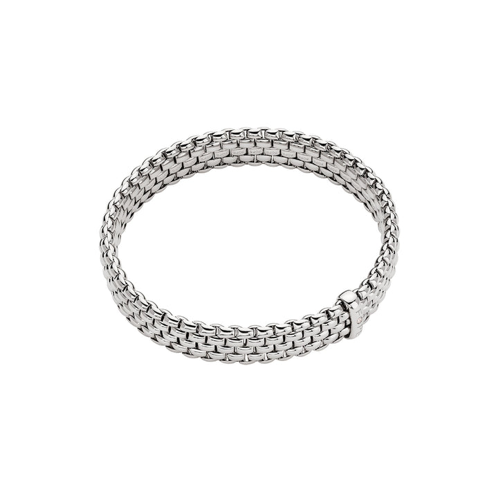 FOPE Flex'it Panorama 18ct White Gold 0.01ct Diamond Set Bracelet Large