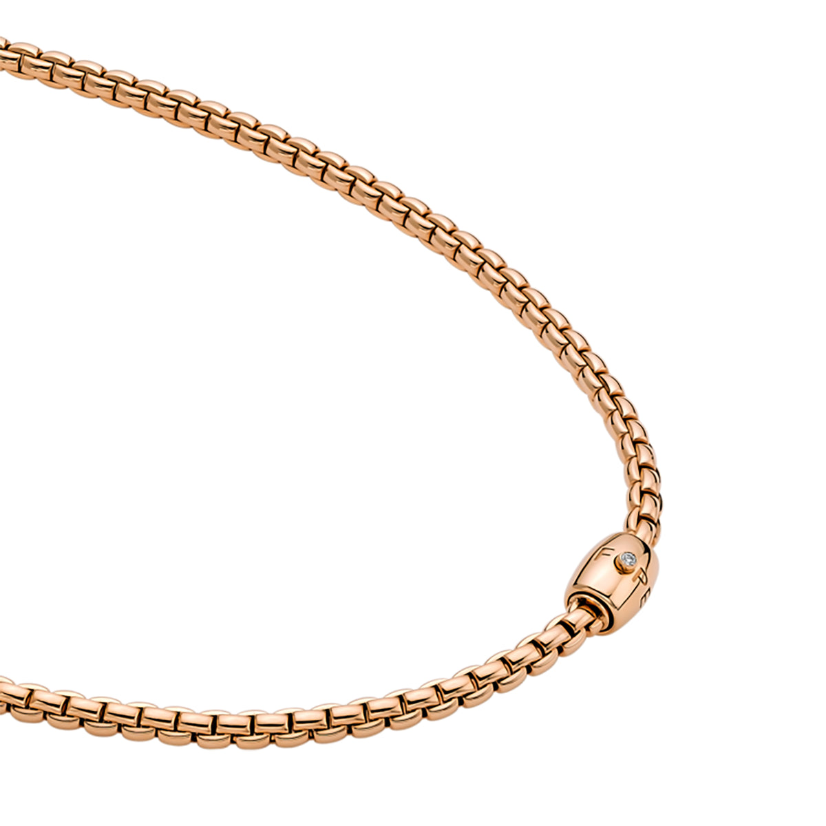 FOPE Flex'it Eka 18ct Rose Gold 0.01ct Diamond Set Ornamental Clasp 40cm Necklace - Michael Jones Jeweller