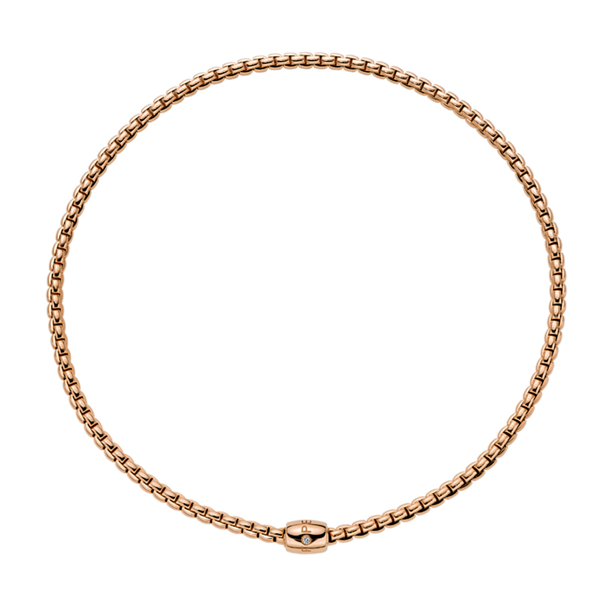 FOPE Flex'it Eka 18ct Rose Gold 0.01ct Diamond Set Ornamental Clasp 40cm Necklace - Michael Jones Jeweller