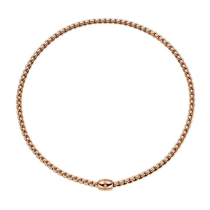 FOPE Flex'it Eka 18ct Rose Gold 0.01ct Diamond Set Ornamental Clasp 40cm Necklace