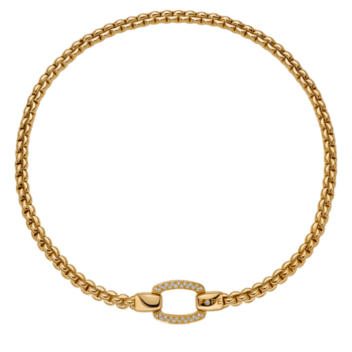FOPE Flex'it Eka 18ct Yellow Gold 0.65ct Diamond Pavé Clasp 39cm Necklace