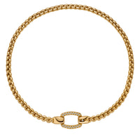 FOPE Flex'it Eka 18ct Yellow Gold 0.65ct Diamond Pavé Clasp 37cm Necklace