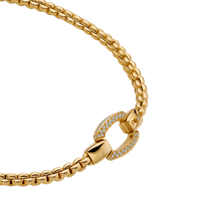 FOPE Flex'it Eka 18ct Yellow Gold 0.65ct Diamond Pavé Clasp 37cm Necklace