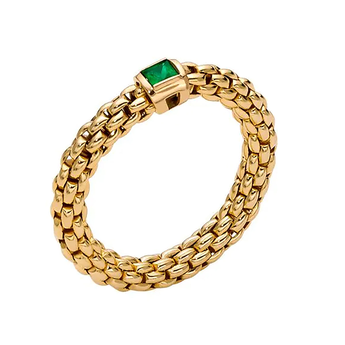 FOPE Flex'it Souls 18ct Yellow Gold Emerald Ring Medium - Michael Jones Jeweller