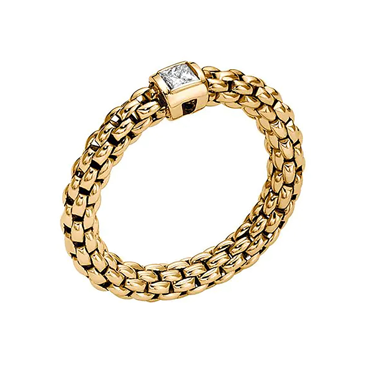 FOPE Flex'it Souls 18ct Yellow Gold 0.09ct Diamond Set Ring Medium - Michael Jones Jeweller