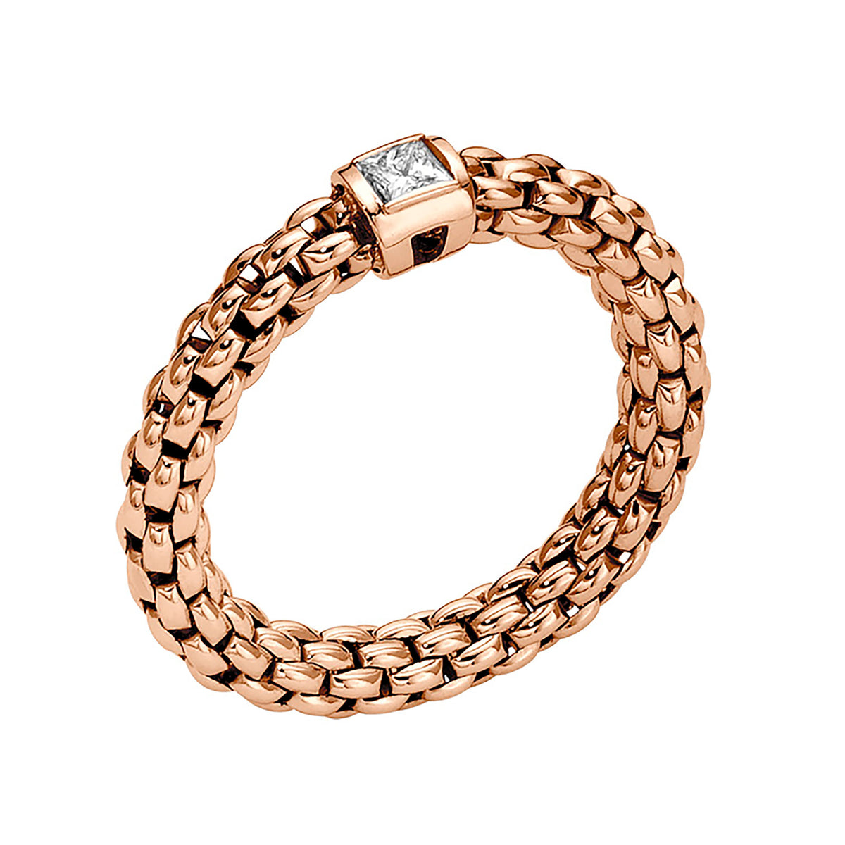 FOPE Flex'it Souls 18ct Rose Gold 0.09ct Diamond Set Ring Medium - Michael Jones Jeweller
