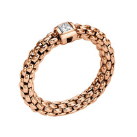 FOPE Flex'it Souls 18ct Rose Gold 0.09ct Diamond Set Ring Medium