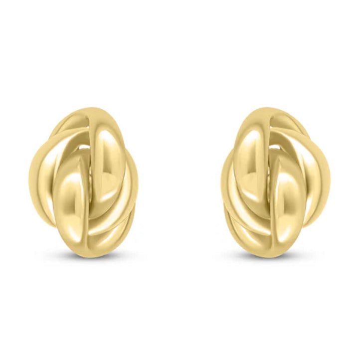 Fancy Oval 9ct Yellow Gold Knot Stud Earrings