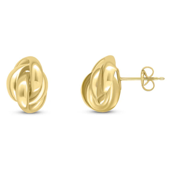 Fancy Oval 9ct Yellow Gold Knot Stud Earrings