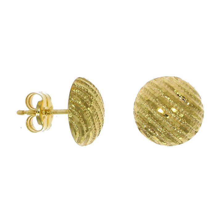 9ct Gold Diamond Cut Button Stud Earrings