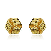 Ridged Knot 9ct Yellow Gold Earrings
