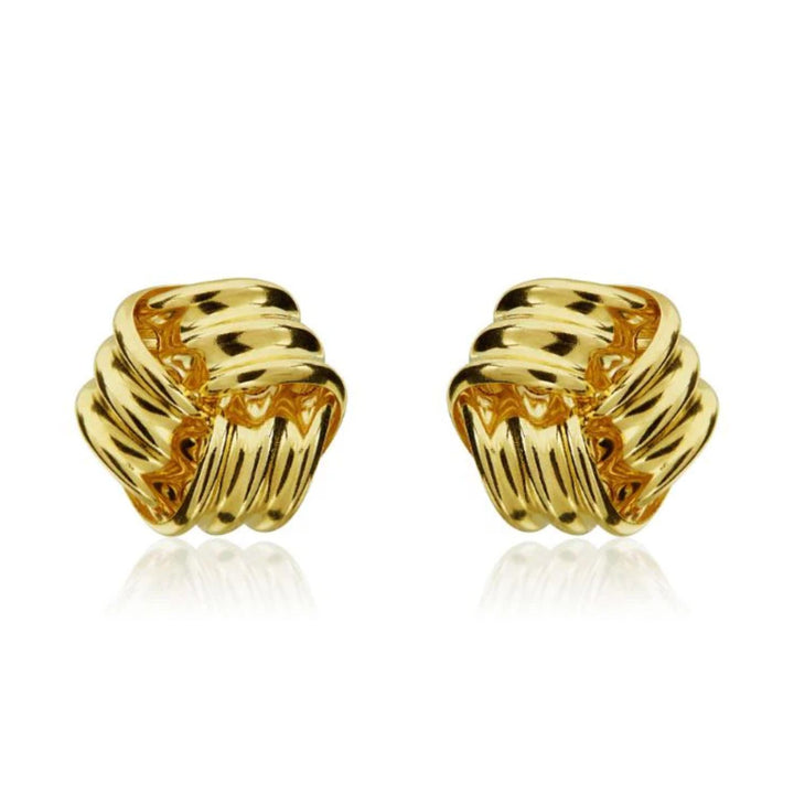 Ridged Knot 9ct Yellow Gold Earrings