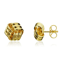 Ridged Knot 9ct Yellow Gold Earrings