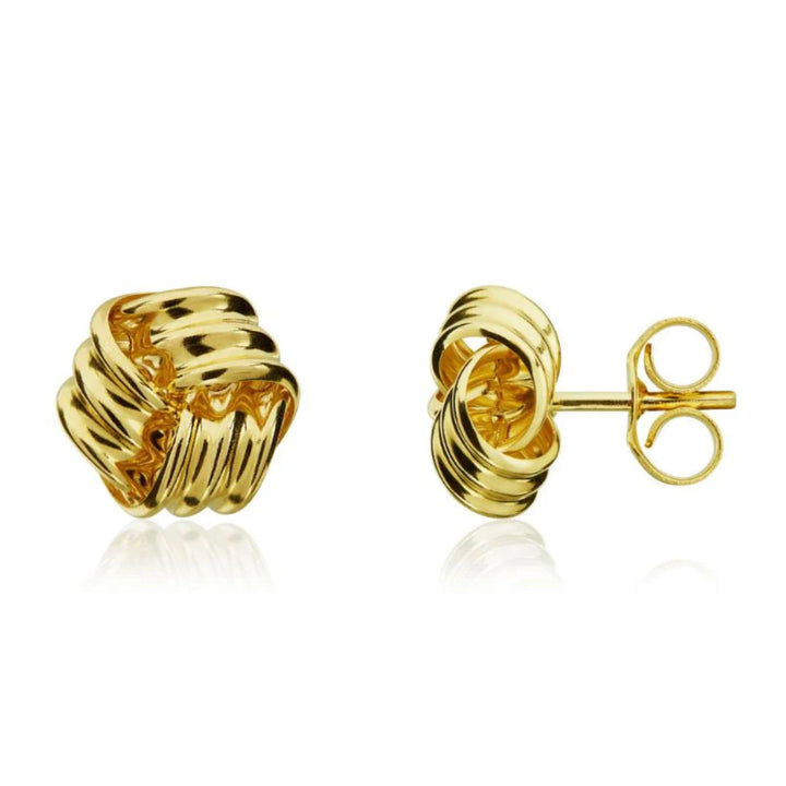 Ridged Knot 9ct Yellow Gold Earrings