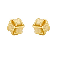 Satin and Polished Ribbon 9ct Yellow Gold Knot Stud Earrings