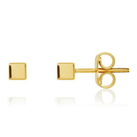 Cube 9ct Yellow Gold Stud Earrings - Michael Jones Jeweller