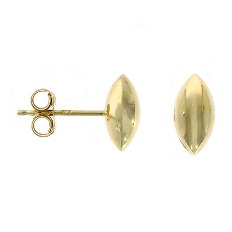 9ct Yellow Gold Polished Marquise Stud Earrings. - Michael Jones Jeweller