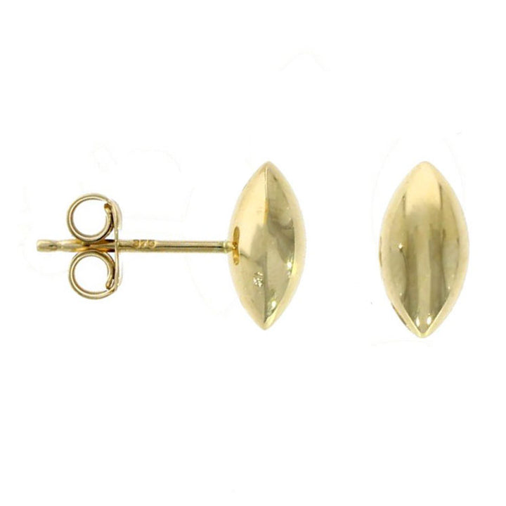 9ct Yellow Gold Polished Marquise Stud Earrings.