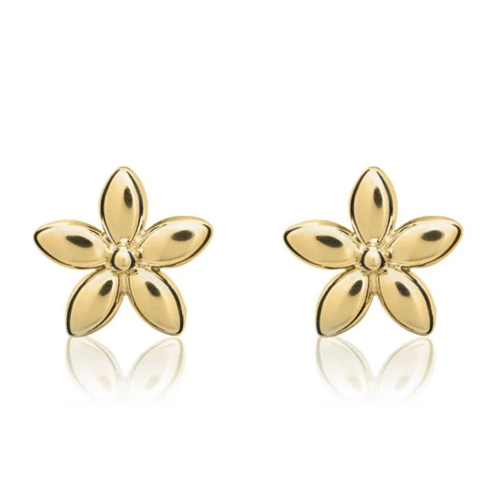 9ct Yellow Gold Flower Earrings