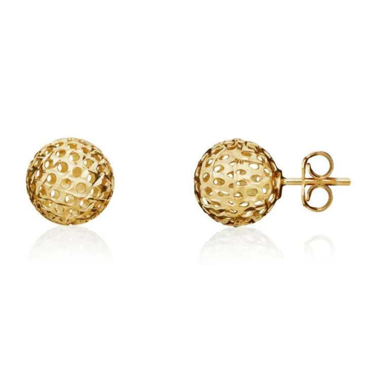 9ct Yellow Gold 8mm Pierced Ball Stud Earrings