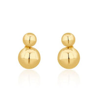 Double Ball 9ct Yellow Gold Stud Earrings - Michael Jones Jeweller