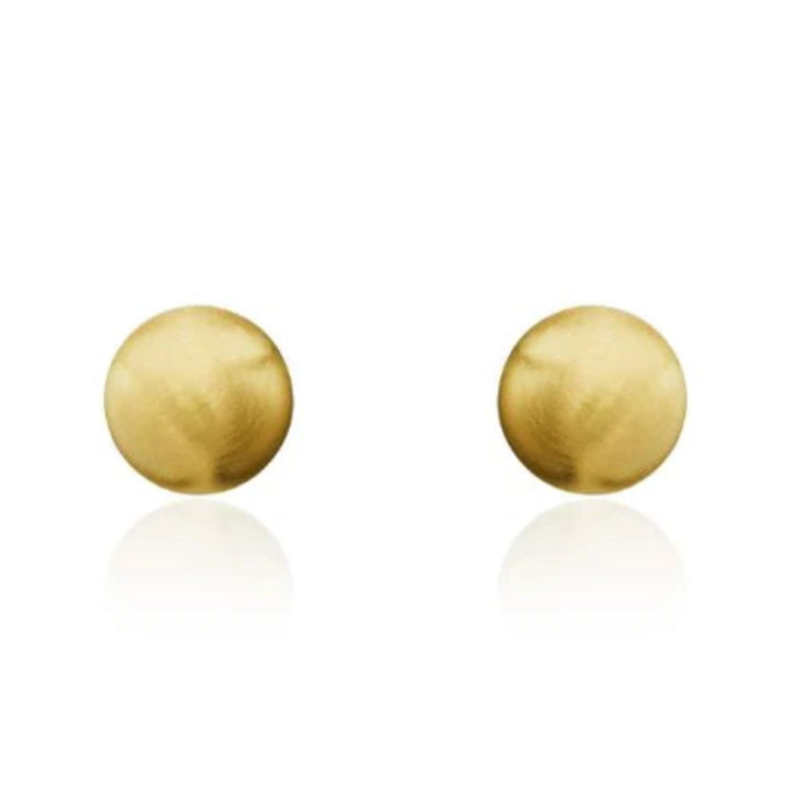 Satin 9ct Yellow Gold Ball Stud Earrings