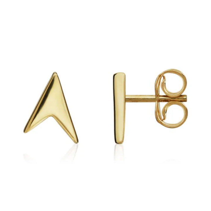 Arrow Shape 9ct Yellow Gold Stud Earrings