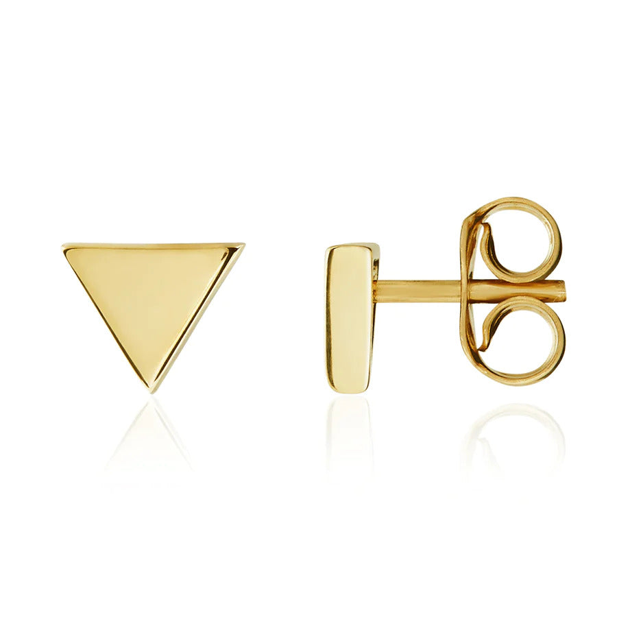 Triangle 9ct Yellow Gold Stud Earrings - Michael Jones Jeweller